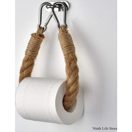 Towel Hanging Rope Toilet Paper Holder Vintage Wall-Mounted Towel Roll Paper Rack for Bathroom Kitchen Bedroom Decoration Supply