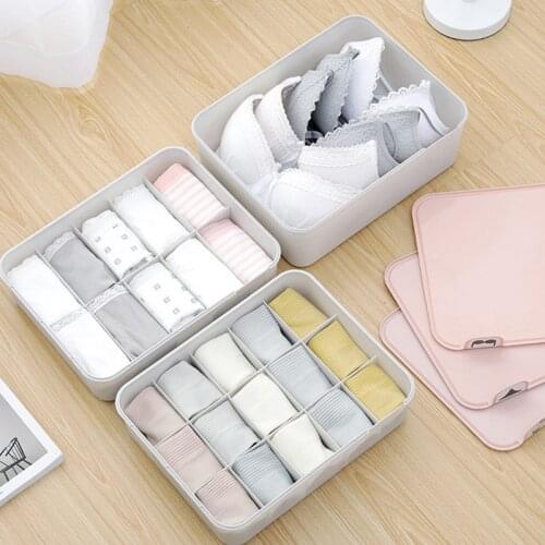 1/10/15 Grid Storage Boxes with Lid Bra Underwear Closet Drawer Detachable Divider Ties Socks Shorts Lidded Closet Organizer