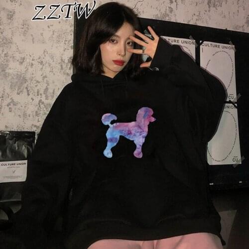 New Cute Girl Long Sleeve Colorful Poodle Dog Watercolor Hoodie Autumn Women Hoodie Dabbing Poodle Funny maiden Tops Hoodie