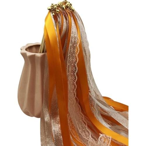 10/30 Pcs Twirling Ribbon Wands Wedding Party Favor Sticks With Bell Bride Groom Lace Prop Wands Streamers Wedding Decoration