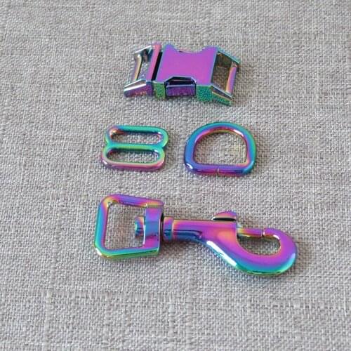 10sets/Pack Metal D Ring Buckle Clip Hook Clasp Belt Loop Adjuster Tri Glide For Pet Dog Collar Leash Harness Sewing Accessories