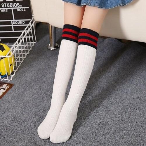 10pair/lot Fashion Pure Cotton Stripe Girl Sock for Adult Kids Girls Soft Outdoor Knee High Middle Tube Long Sock for All Season