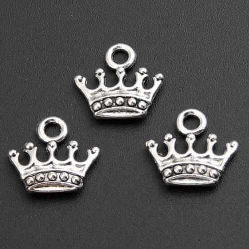 30pcs Silver Color Cute Mini Crown Charms Princesss Crown Pendant Bracelet Necklaces Jewelry Supplies A3347