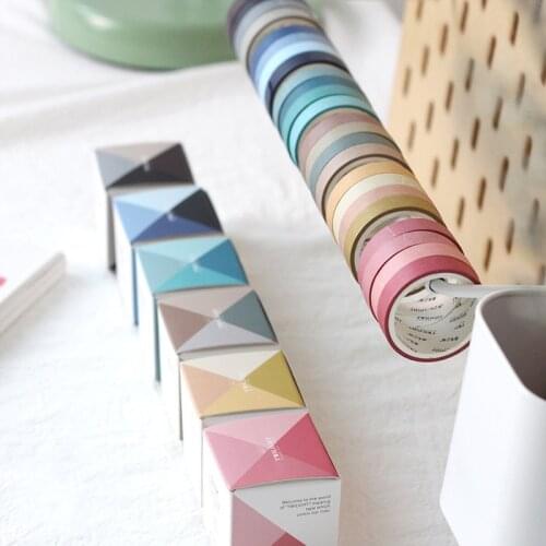 4Pcs/Box 0.9cm*3m New Simple Solid Color Washi Tape DIY Decoration Scrapbooking Planner Masking Tape Adhesive Tape Label Sticker