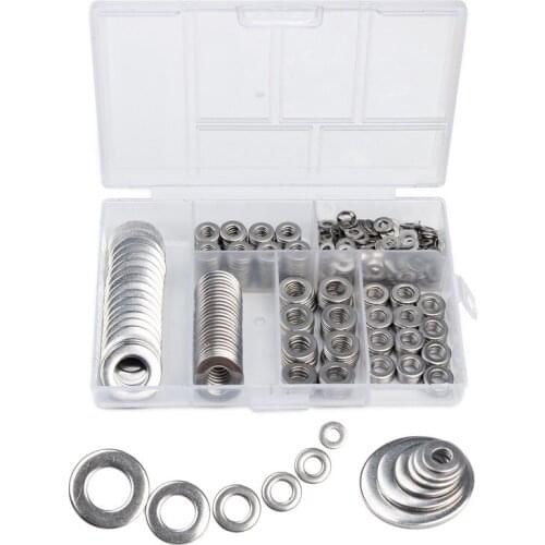 660Pcs 304 Stainless Steel M3 M4 M5 M6 M8 M10 Flat Washer Plain Washer Gaskets Kit Anti-corrosion Cleaning Passivation