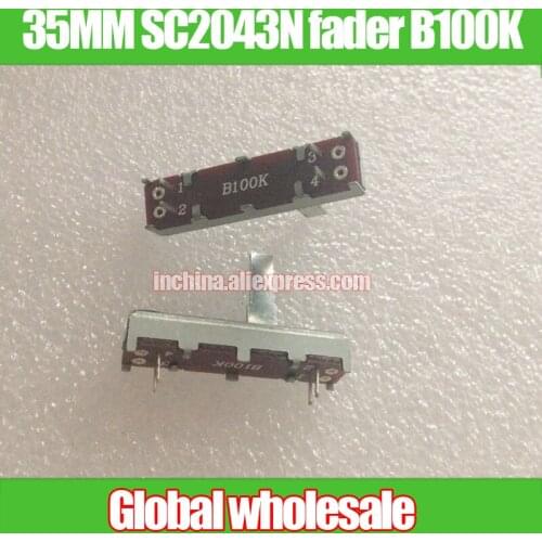 7pcs 35MM SC2043N Mixer Straight Slide Potentiometer B100K / Fader Single linkage With midpoint iron handle 15MM