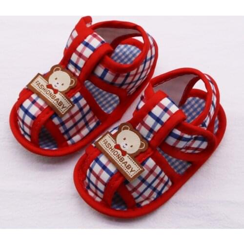 0-18M Summer Bear Pattern Hollow Sandals For Baby Boy Girl Cotton Infant Newborn Toddler Kids Soft Sole Shoes First Walker