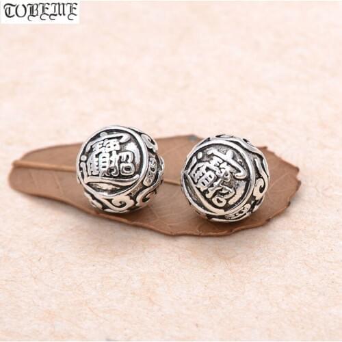 100% 925 Silver Good Luck Beads 925 Sterling Loose Beads DIY Jewelry Findings Lucky Symbol Beads