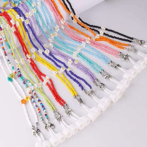Bohemain Handmade Rainbow Crystal Flowers Mask Strap Chain Glasses Chain for Women Neck Strap Lanyard Eyeglasses Strap Cord