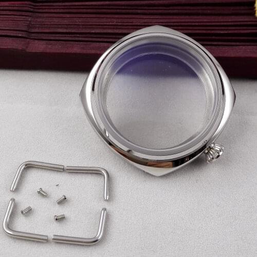 Polished 45mm stainless steel watch case for UNITAS eta 6497 6498 ST3600 3620 movement