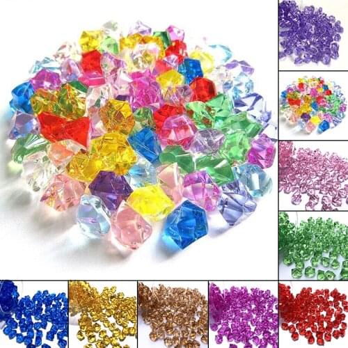 150PCS Colorful Aquarium Acrylic Stones Plastic Clear Stone Crystal Rocks Vase Filler Artificial Color Fish Tank Home Wedding