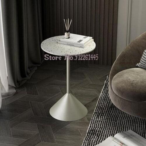 Danish Meiyili Design Ins Side Corner Light Luxury Small Round Table Nordic Sofa Side Table Terrazzo Coffee Table
