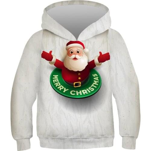 Papertiger Childrens Size Casual Hoodie Cute Christmas Doll Print White 3d Sweatshirt
