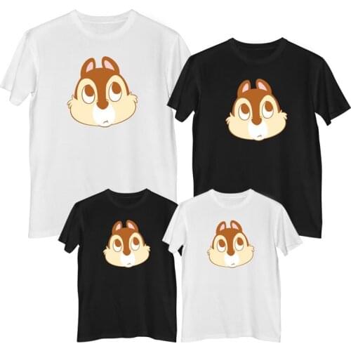 Disney Chip And Dale T shirt Summer Comfortable 100% cotton Fashion Womens t-shirts Clothes girl mother and daughter clothes