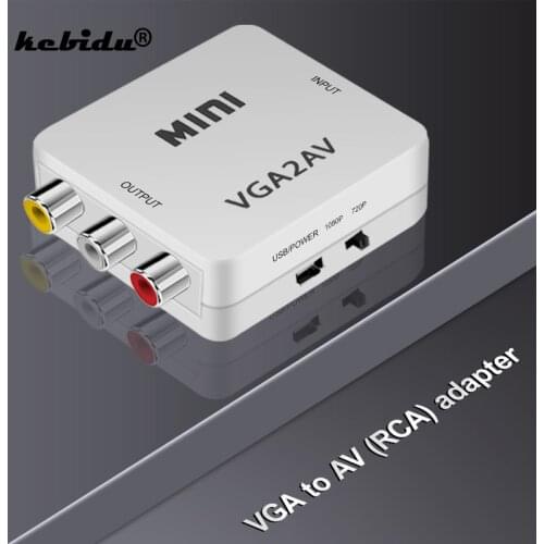 Kebidu 1080P Mini VGA to AV RCA Converter with 3.5mm Audio VGA2AV/CVBS Adapter for PC to HD TV Convert 1920x1080 60fps wholesale