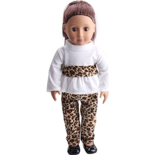 18 Inch American Doll Girls Clothes White Leopard Print Suit Pant Newborn Swimwear Baby Toys Fit 40-43 Cm Boy Doll Gift c114