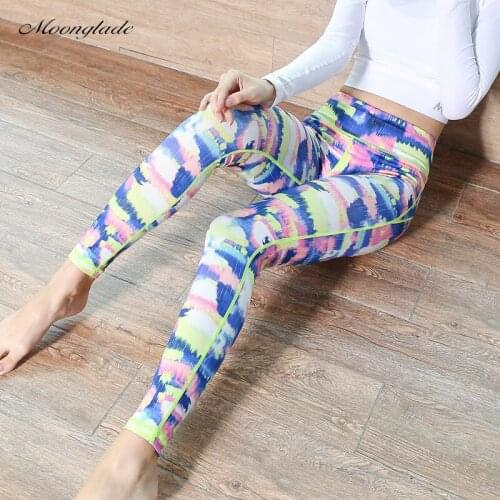Moonglade Gym Leggings Yoga Pants 21 New Sports Fitness Running Women High Waist Tights Slim Lift Hip Printing Skin-Friendly