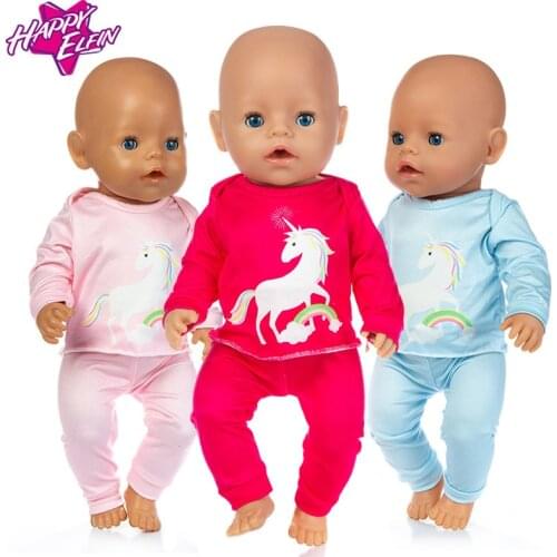 Cute upper and lower sets Suits Fit For 43cm Baby Doll 17 Inch Reborn Baby Doll Clothes