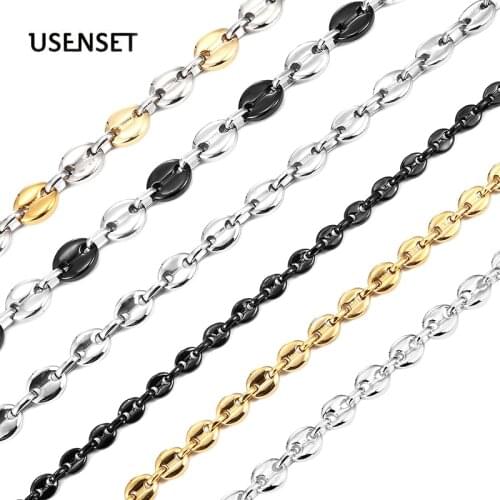 Coffee Bean Necklace for Men Women Stainless Steel Pig Snout Chains Necklaces Fashion Jewelry 8MM 11MM 13MM
