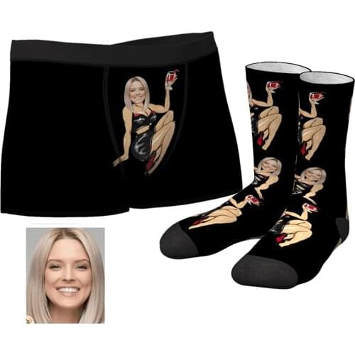 Personalize photo husband boxers valentines day CHRISTMAS GIFTS MENS CUSTOM FACE ON SEXY GIRL BODY BOXERS AND SOCKS SET