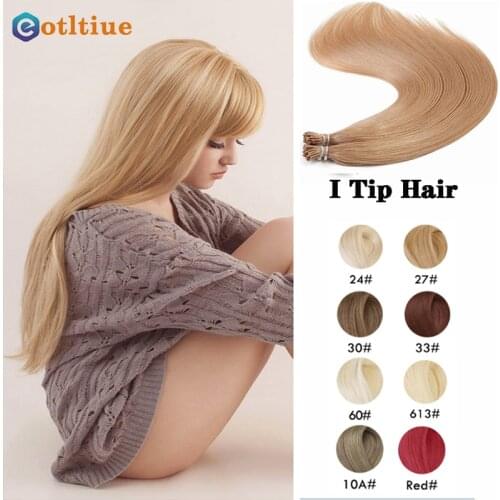 I Tip 16-26" Hair Extensions Human Hair Pre Blonde Black Pink Human Natural Hidden Secret False Styling Hair Heat Resistant