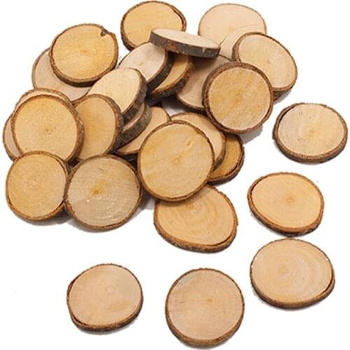 Unfinished Round Wood Round And Bark Log Disc For Christmas Party Wedding Personality Creative Decoration Crafts 10pcs/pack