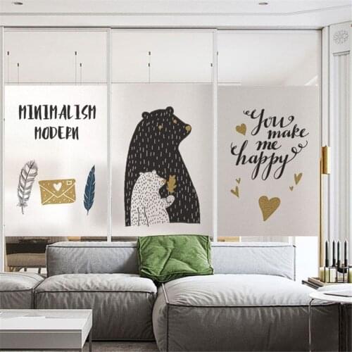 Window Film Privacy Lovely Bears Glass Sticker UV Blocking Heat Control Window Coverings Window Tint for Homedecor