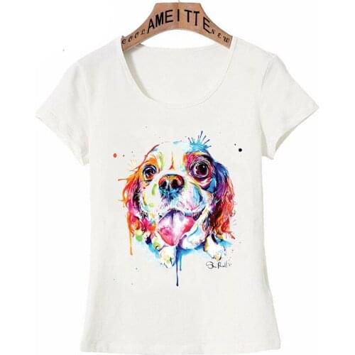 Naughty Clever Cavalier King Charles Spaniel PrintT-Shirt Women Short Sleeve Summer Funny Dog Design Casual Tees Cute Girl Tops