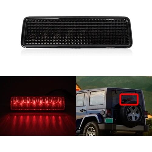 Fits For Jeep Wrangler JK 2007-2017 F1 Style Smoked Strobe 8-SMD Red Rear Led Third Brake Light Tail Lamp