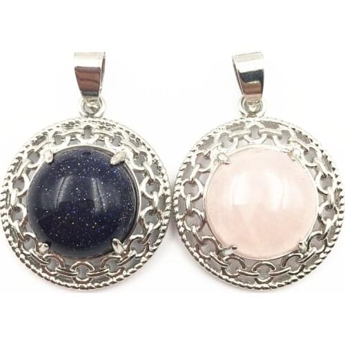 Charms 24mm Natural Stone Pendant Jaspers Crystal Jades Sandstone Necklace & Pendants Jewelry Findings Crafts Accessories A424