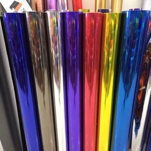 Stretchable Glossy Chrome Vinyl Film Wrap Car Wraps Foil Sheet Sticker Bubble Free Console Computer Cover Skin