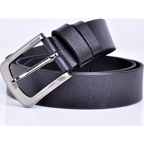 Men Leather Belt Pin Buckle Belt Casual Versatile Net Red Belt Two Layer Fashion Trendsetter for Jeans Metal Buckle Belt