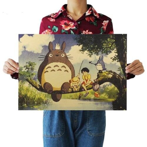 Retro Totoro Kraft Paper Posters Japanese Anime Totoro Wall Sticker Kids Room Decoration Vintage Poster