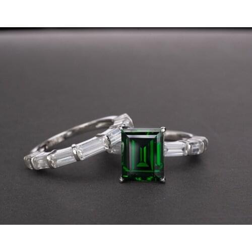 Luxury Silver Color Ring Female Rectangle AAAAA+ Zircon Crystal Ring Wedding Rings For Women Party Girlfriend Gift