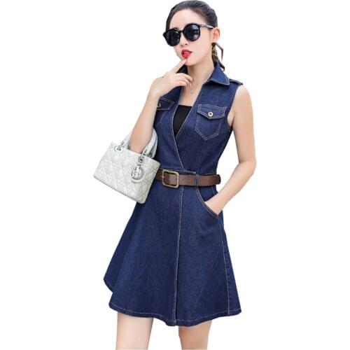 V Neck Buttons Sexy Denim Dress Bodycon Dress Jeans For Women Turn-Down Collar Washed Short Sleeve Denim Dress Party Club