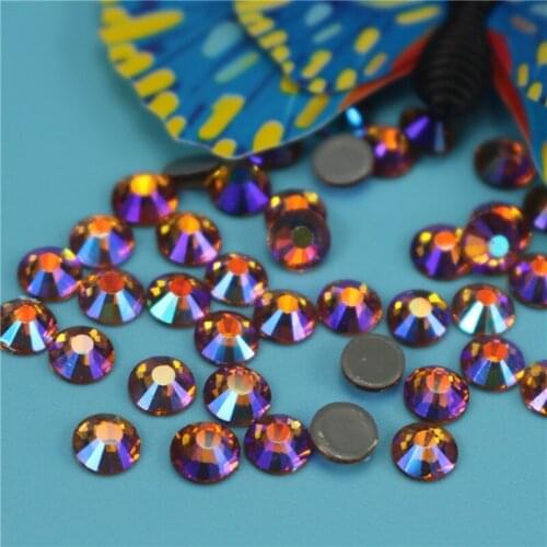 Top quality AAAAA Golden AB Flatback Glass Rhinestone Iron on /Hot-fix Rhinestones Strass Shiny More Bright