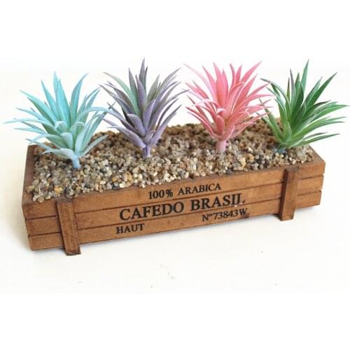 Green Purple Red Blue Flocking Artificial Succulents Plants Home Garden Balcony Decoraion Fake Plants Height=10cm Diameter=6.5cm