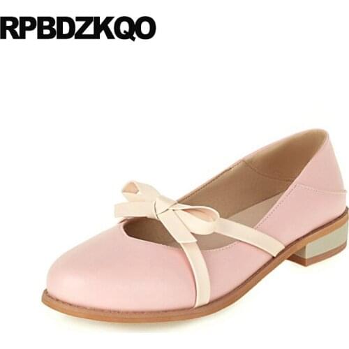 Women 2021 Summer School Big Size 11 Slippers Flats Green Designer Shoes China Ladies Pink Large Mary Jane Sandals Bow 10 Mules