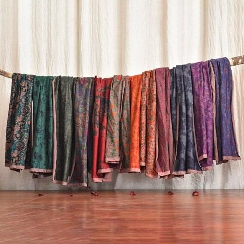 Cotton Ladies Scarf 2021 Autumn Spring Original Printing Floral Vintage Shawl Female