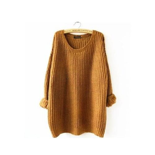Women Europen Sweater Autumn Winter Women New The US Pullover Long Loose Round Neck Thin Sweaters Jacket Vestidos