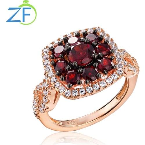 GZ ZONGFA High Quality Natural Rhodolite Custom 925 Sterling silver Jewelry Garnet Gems Wedding Ring For Gift