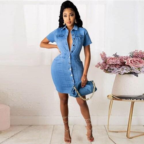 Single-breasted Body-shaping Bandage Dress for Women Retro Short Sleeve Turn Down Collar Dress Summer High Waist Skinny Dresses