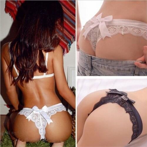 Womens Sexy Lingerie Ladies Lace Transparent Bow Briefs Briefs Thongs Mesh Low-Rise Breathable and Comfortable Panties