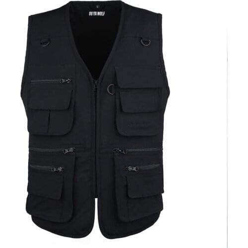 Big Size Fishing Vest Male With Many Pockets Men Sleeveless Jacket Black Waistcoat Work Vests Outdoors Vest Plus Large Size 7XL