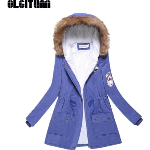Winter Women Fashion Casual Hooded Zipper Cotton Coat with Fur Collar and Pocket S-3XL 2020 Long-sleeved Multi-color Outwear