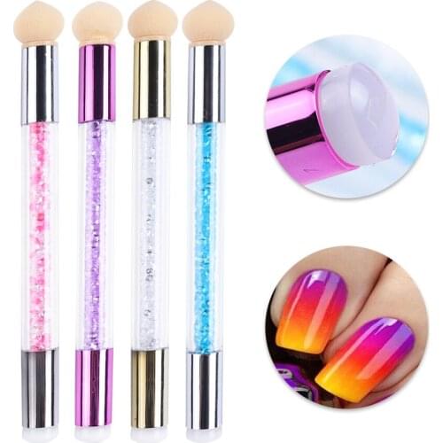 1PC Dual-use Nail Smudge Pen Double Head Rhinestone Handle Mini Printing Nail Gradient Shading Painting Pen Brush Manicure Tools