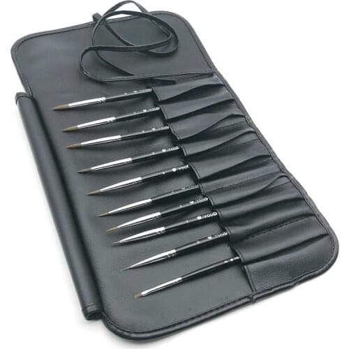 10pcs/set Porcelain Brush Pen with Black Bag Dental Technician Tool For Teeth Care