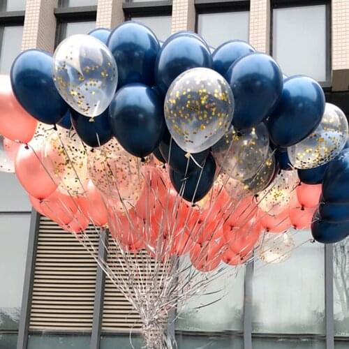 15pcs Rose Gold Navy Blue Balloons Confetti Mix Set Wedding Decor Chrome Balloon Birthday Party Decorations Kids Metallic Globos