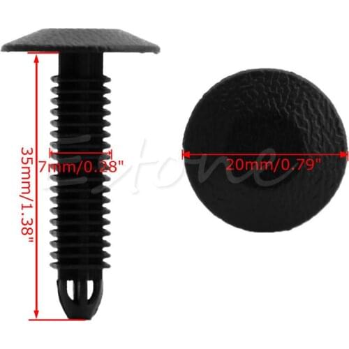 20 Pcs 7mm Hole Plastic Rivets Fastener Push Clips Black for Car Auto Fender