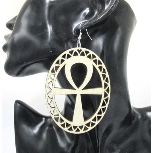 2017 Newest Ankh Hoop Wood Earrings